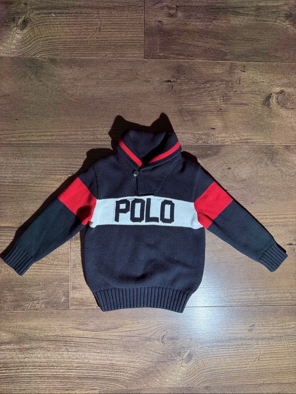 Polo Ralph Lauren Toddler Boys Black Polo Sweater Cotton Knit - Size 3/3T